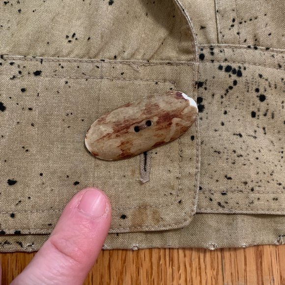 100% silk 80s style paint splatter khaki cropped bomber jacket - Picture 10 of 11